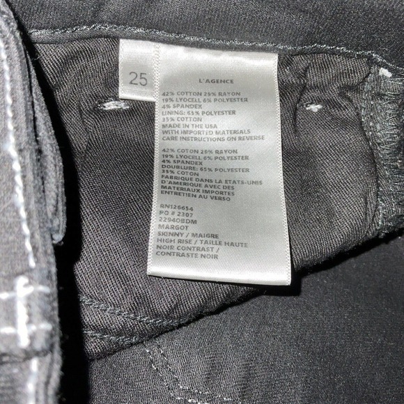 L'Agence Mid-Rise Skinny Leg Jeans Black Sz. XS / 25 - Picture 10 of 14